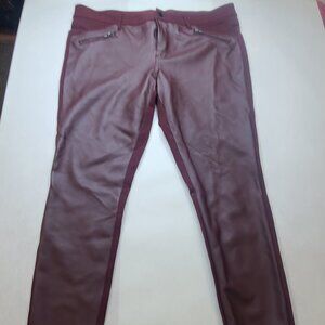 Mossimo Cabernet Red Wine Maroon Faux Leather Stretch Extensible Legging Pants